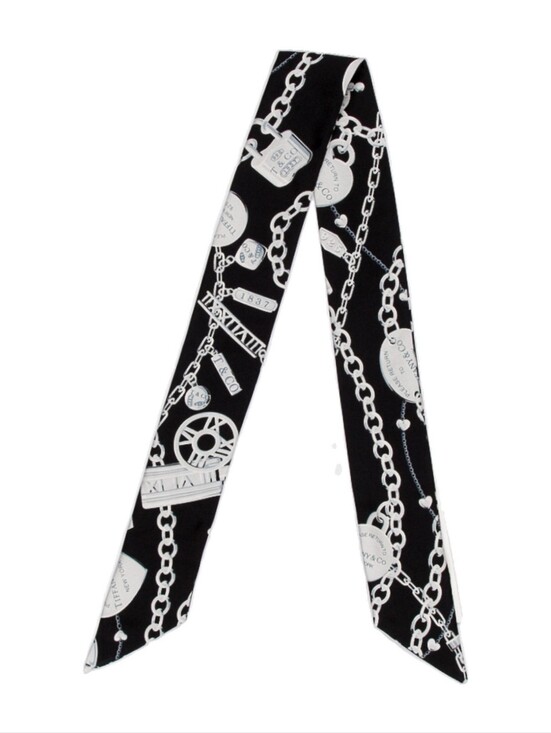 Tiffany & Co. Accessories - BNIB Authentic TIFFANY & CO. 100% Silk Printed Twilly Black Silver